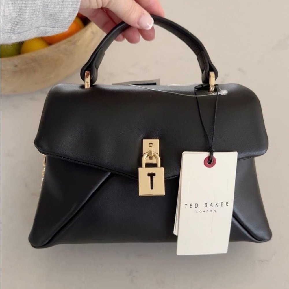 Ted Baker London Black Crossbody Top-Handle Bag with Gold Hardware